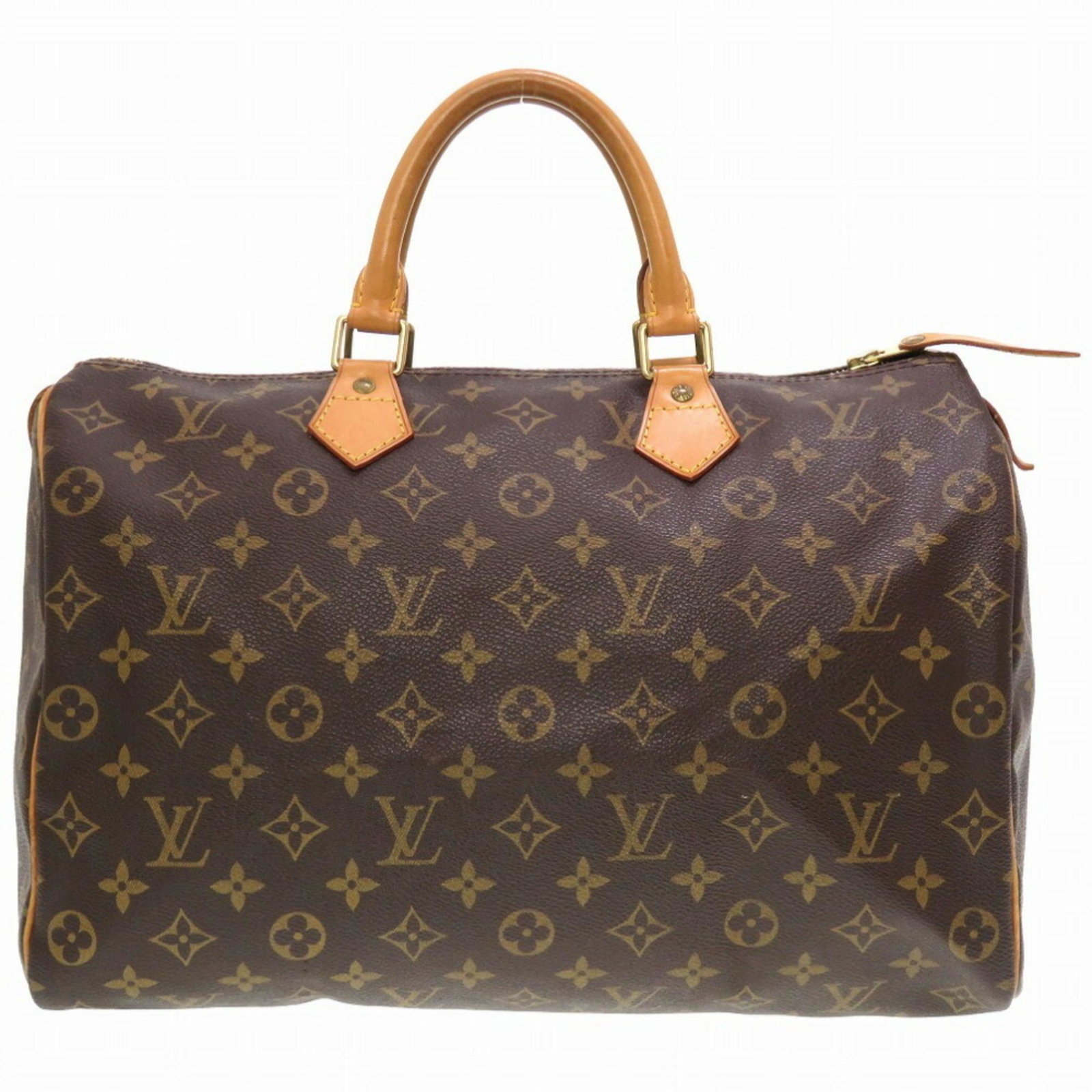 Louis Vuitton Monogram Speedy 35 M41524 Handbag: Louis Vuitton Monogram Speedy 35 M41524 Handbag Brand: Louis Vuitton Line: Monogram Country of Origin: France Type: Handbag Material: Monogram Monogram: Color: Brown Hardware Color: Gold Closure: Zipp