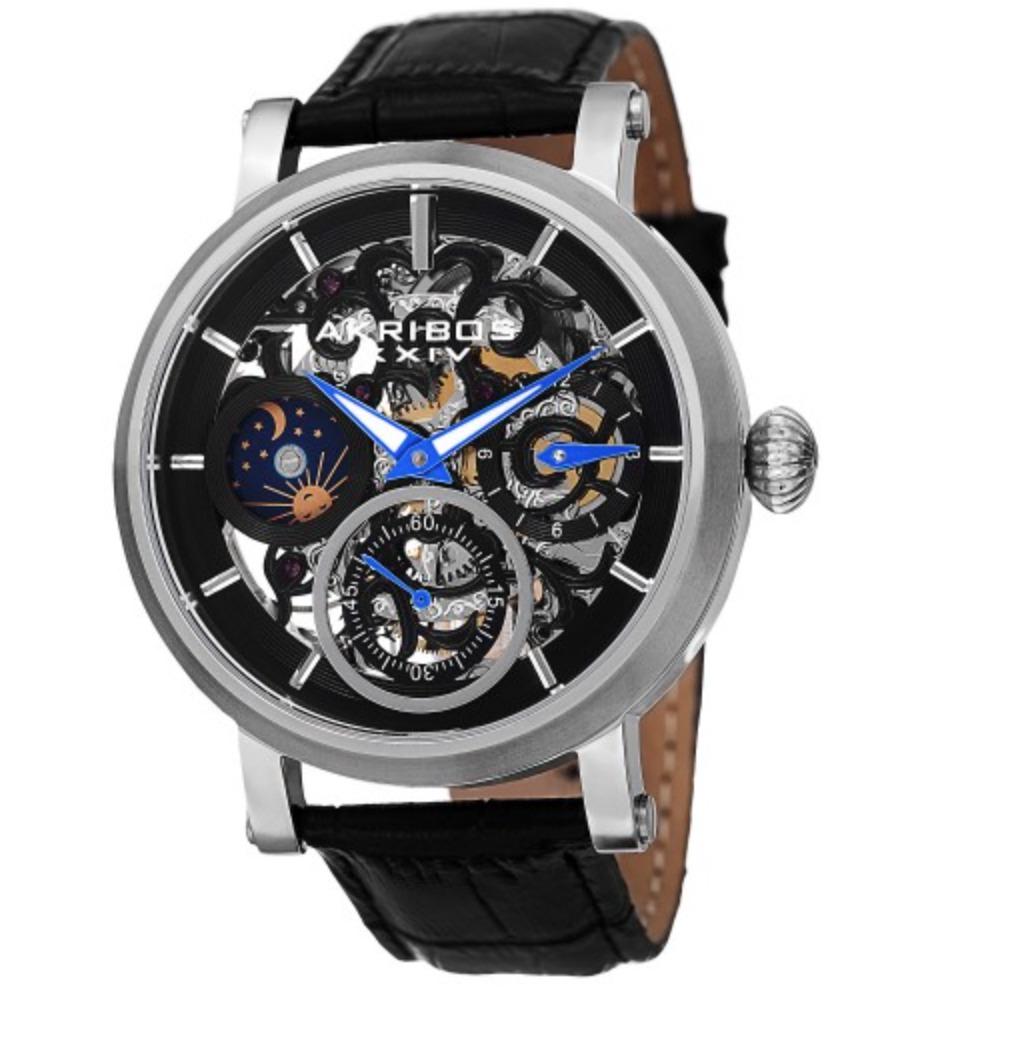 Akribos XXIV Mens AK745SSB Automatic Movement Leather Watch 2427: Akribos XXIV Mens AK745SSB Automatic Movement Leather Watch 2427 Style: Dress/Formal Band Material: Leather Type: Wristwatch Display: Analog Brand: Akribos XXIV Pre-Owned The BIDHAUS Guarantee: All it