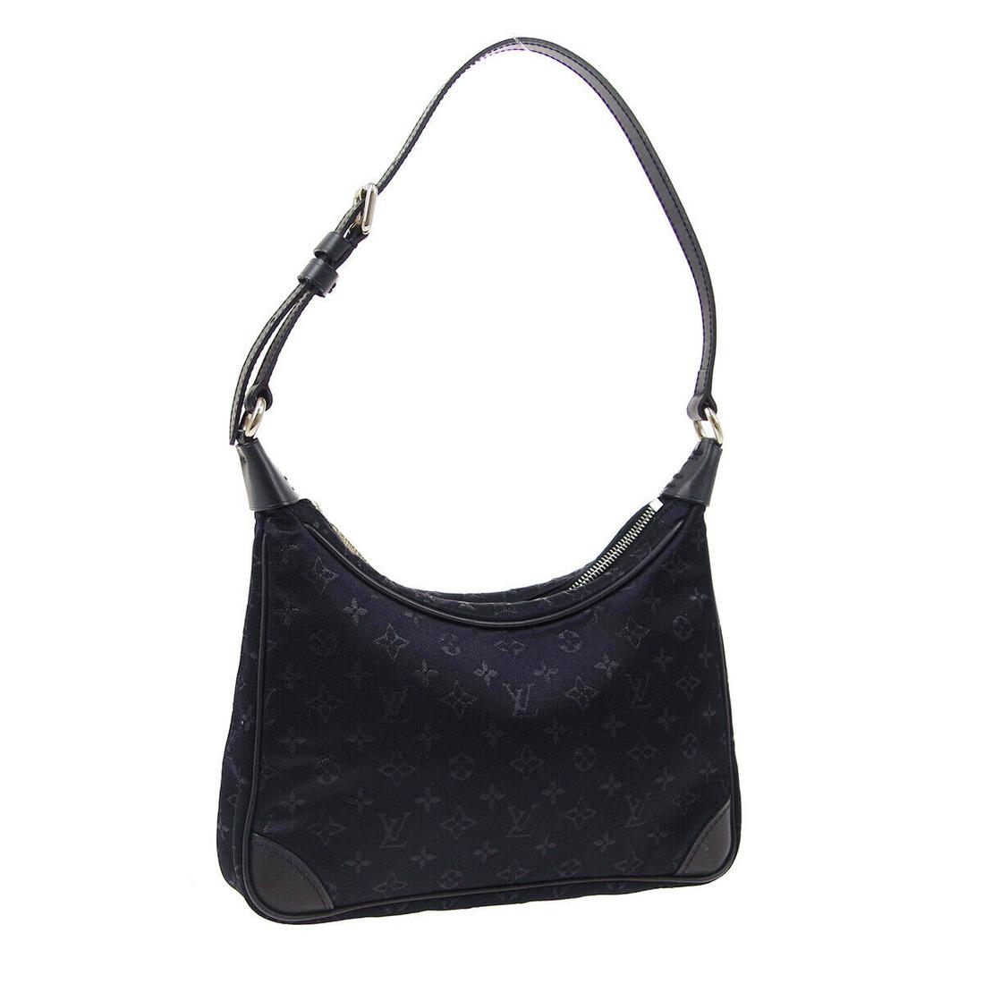 LOUIS VUITTON LITTLE BOULOGNE HAND BAG BLACK MONOGRAM SATIN M92142: LOUIS VUITTON LITTLE BOULOGNE HAND BAG BLACK MONOGRAM SATIN M92142 Size: Mini Accents: Logo Model: Monogram Satin Style: Hand Bag Handle Style: Top Handle Bag Height: 4.3 Product Line: LOUIS VUITTON L