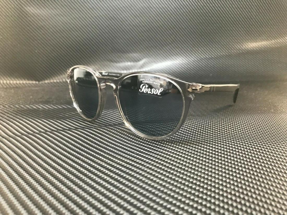 PERSOL PO3152S 113356 Smoke Round Men's 49 mm Sunglasses: PERSOL PO3152S 113356 Smoke Round Men's 49 mm Sunglasses Brand: Persol Frame Color: Blue Type: Sunglasses Lens Technology: Tinted Lens Material: Glass Style: Round Frame Material: Acetate Theme: Sungl