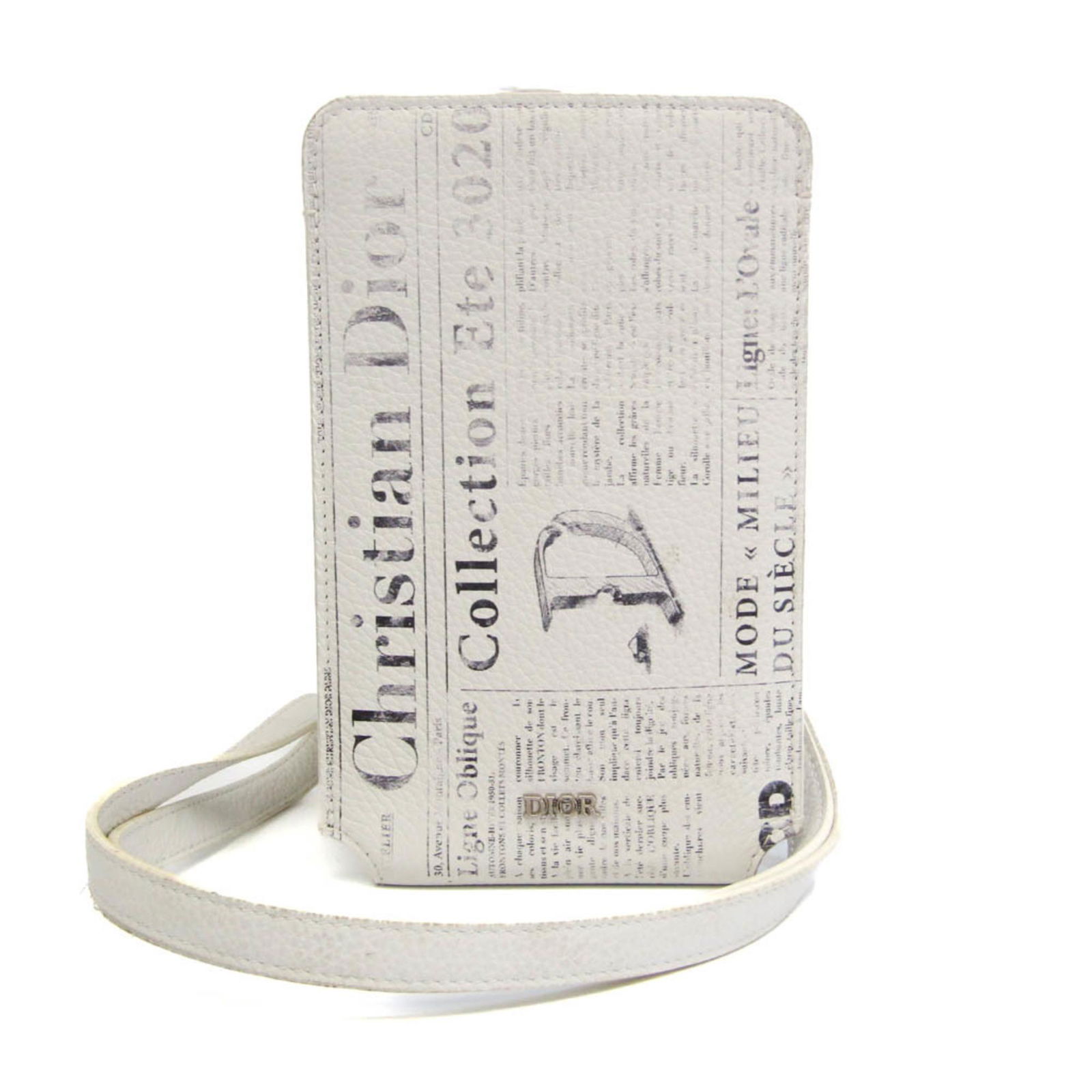 Christian Dior Leather Phone Pouch/sleeve White Daniel Arsham Phone Holder Newspaper Print with card: Christian Dior Leather Phone Pouch/sleeve White Daniel Arsham Phone Holder Newspaper Print with card slit 2ARCA288YWL Brand: Christian Dior Model: Daniel Arsham Phone Holder Newspaper Print with card