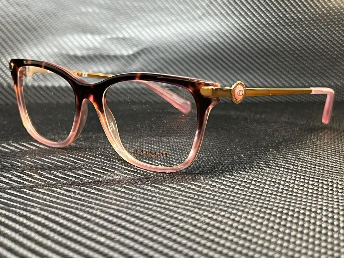 COACH HC6176 5650 Rose Tortoise Gradient Rectangle 51 mm Women's Eyeglasses: COACH HC6176 5650 Rose Tortoise Gradient Rectangle 51 mm Women's Eyeglasses Brand: Coach Frame Color: Pink Style: Rectangle Type: Eyeglasses New The BIDHAUS Guarantee: All items in this auction are gu
