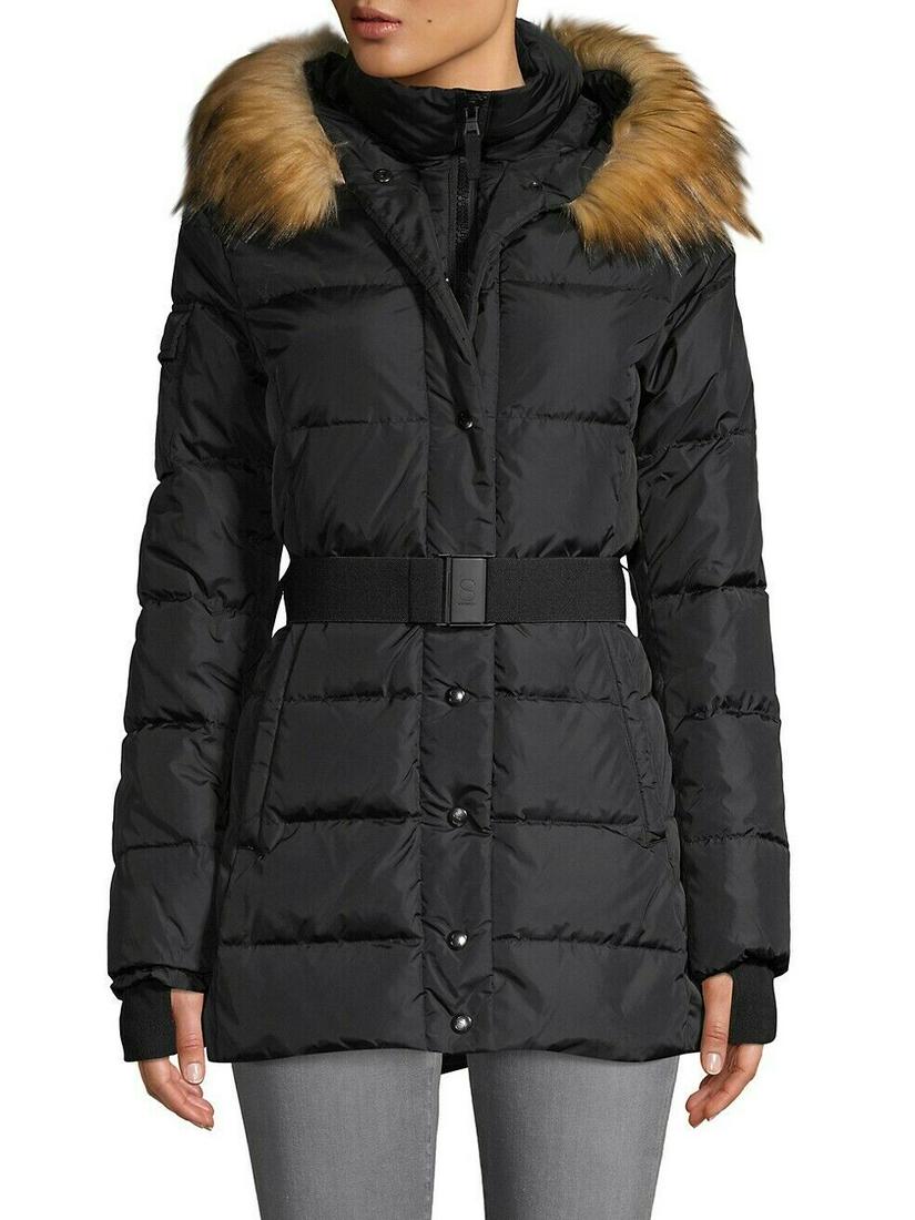S13 New York B1505 Karlie Belted Faux Fur-Trim Down Black Jacket Size Medium: S13 New York B1505 Karlie Belted Faux Fur-Trim Down Black Jacket Size Medium Type: Jacket Size: M Color: Black Features: Belted Accents: Fur Trim Brand: S13 New York Insulation Material: Down Outer Sh