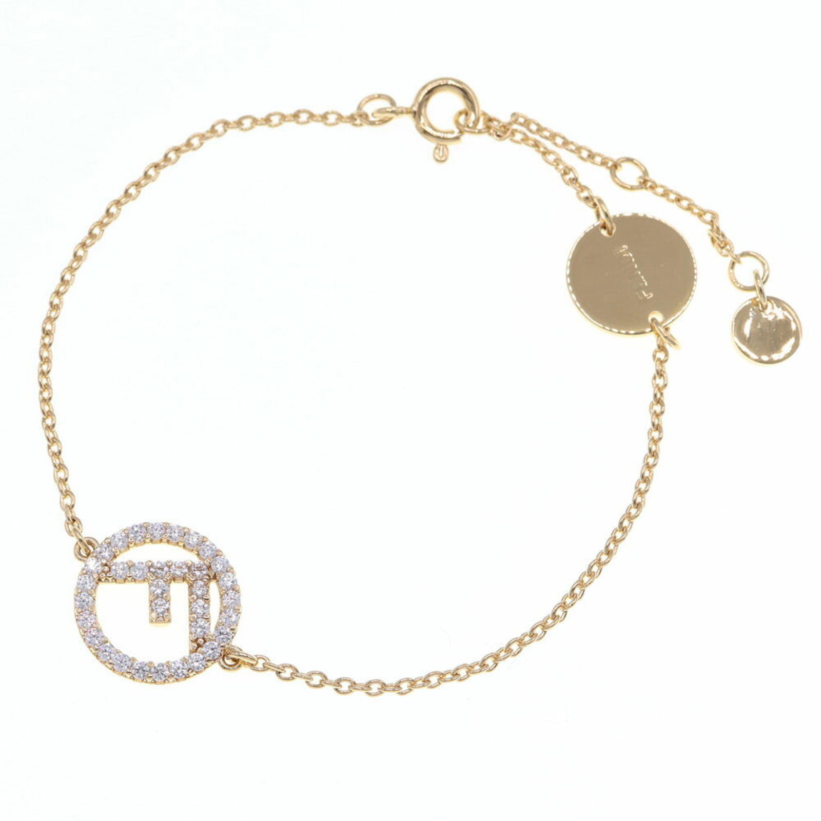 Fendi Bracelet F is 8AG761 Gold Metal Women's Rhinestone FENDI: Fendi Bracelet F is 8AG761 Gold Metal Women's Rhinestone FENDI Brand: Fendi Type: Charm bracelet Gender: Women Material: Metal Color: Gold Stone: Rhinestone Length: 17cm - 20cm / 6.69 - 7.87 Weight: 3