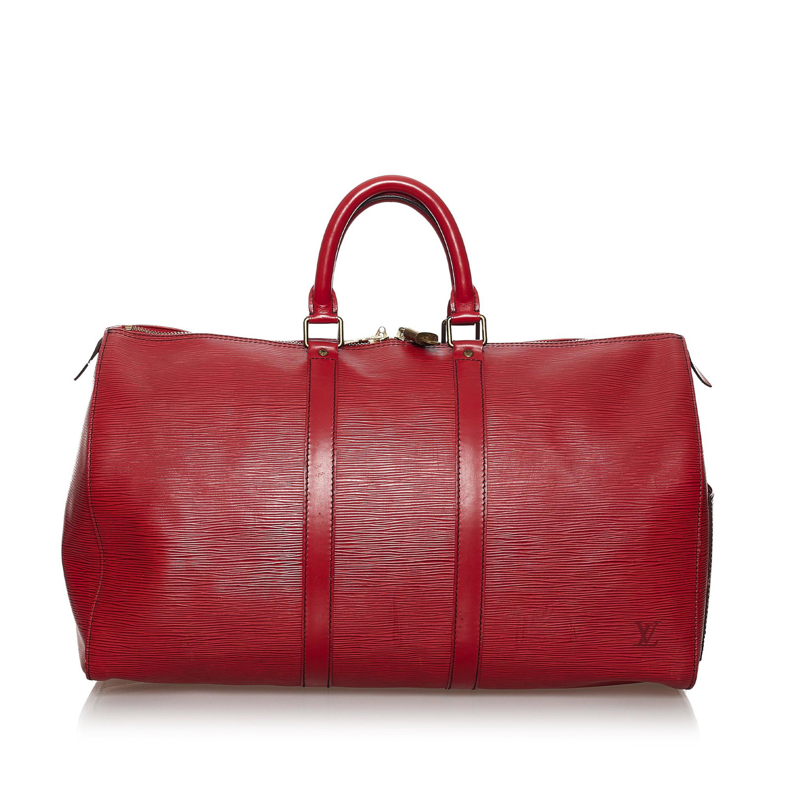 Louis Vuitton Epi Keepall 45: Louis Vuitton Epi Keepall 45 The Keepall 45 features an epi leather body rolled handles and a top zip closure. Brand: Louis Vuitton Model: Epi Keepall 45 Origin: France Category: Bags Color: Red Style