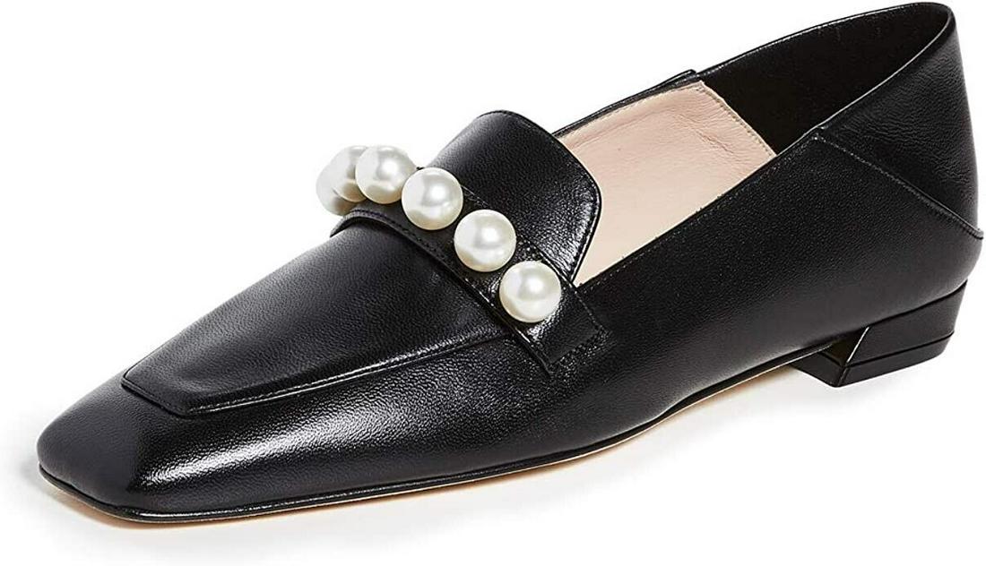 Stuart Weitzman N1262* Black Women's Mickee Pearls Loafers Size 8: Stuart Weitzman N1262* Black Women's Mickee Pearls Loafers Size 8 Brand: Stuart Weitzman Pattern: Solid Type: Flat Closure: Slip On Us Shoe Size: 8 Color: Black Style: Loafer Upper Material: Leather P
