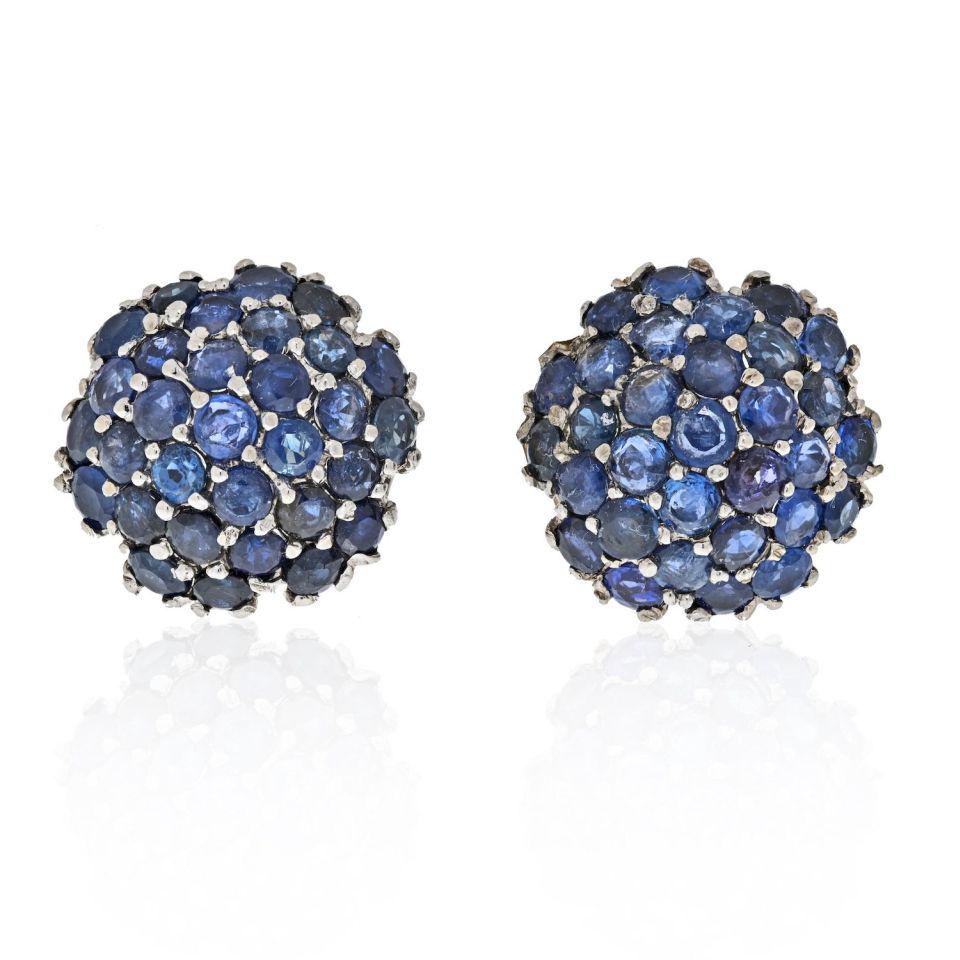Sapphire Cluster Stud Earrings: Sapphire Cluster Stud Earrings Type: Earrings Grams: 7.6 Condition: Very Good. Other Details: Natural Sapphire Cluster Earrings.10mm wide. Push backs. The BIDHAUS Guarantee: All items in this auction