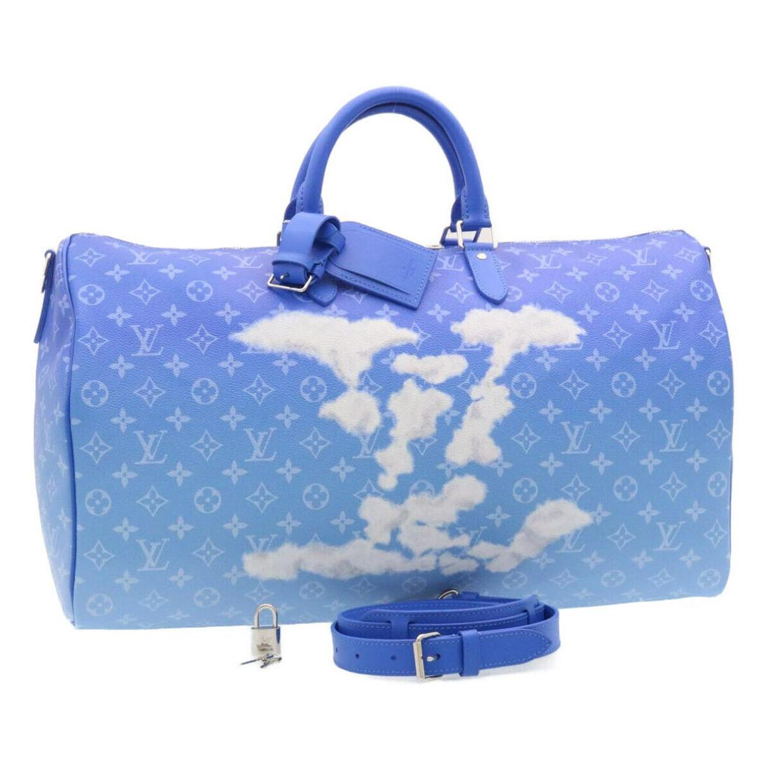 LOUIS VUITTON Monogram Clouds Keepall Bandouliere50 BostonBag M45428: LOUIS VUITTON Monogram Clouds Keepall Bandouliere50 BostonBag M45428 Brand: LOUIS VUITTON Style: Boston Bag Exterior Material: Monogram Canvas Exterior Color: Blue Bag Height: 9.8inch(Approx) / 25cm(A