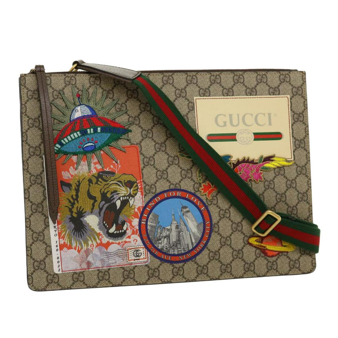 GUCCI GG Supreme Clutch Bag 2way Beige 474083: GUCCI GG Supreme Clutch Bag 2way Beige 474083 Brand: GUCCI Style: Clutch Bag Material: PVC Leather Exterior Color: Beige Bag Height: 9.8inch(Approx) / 25cm(Approx) Bag Depth: 1.6inch(Approx) / 4cm(App