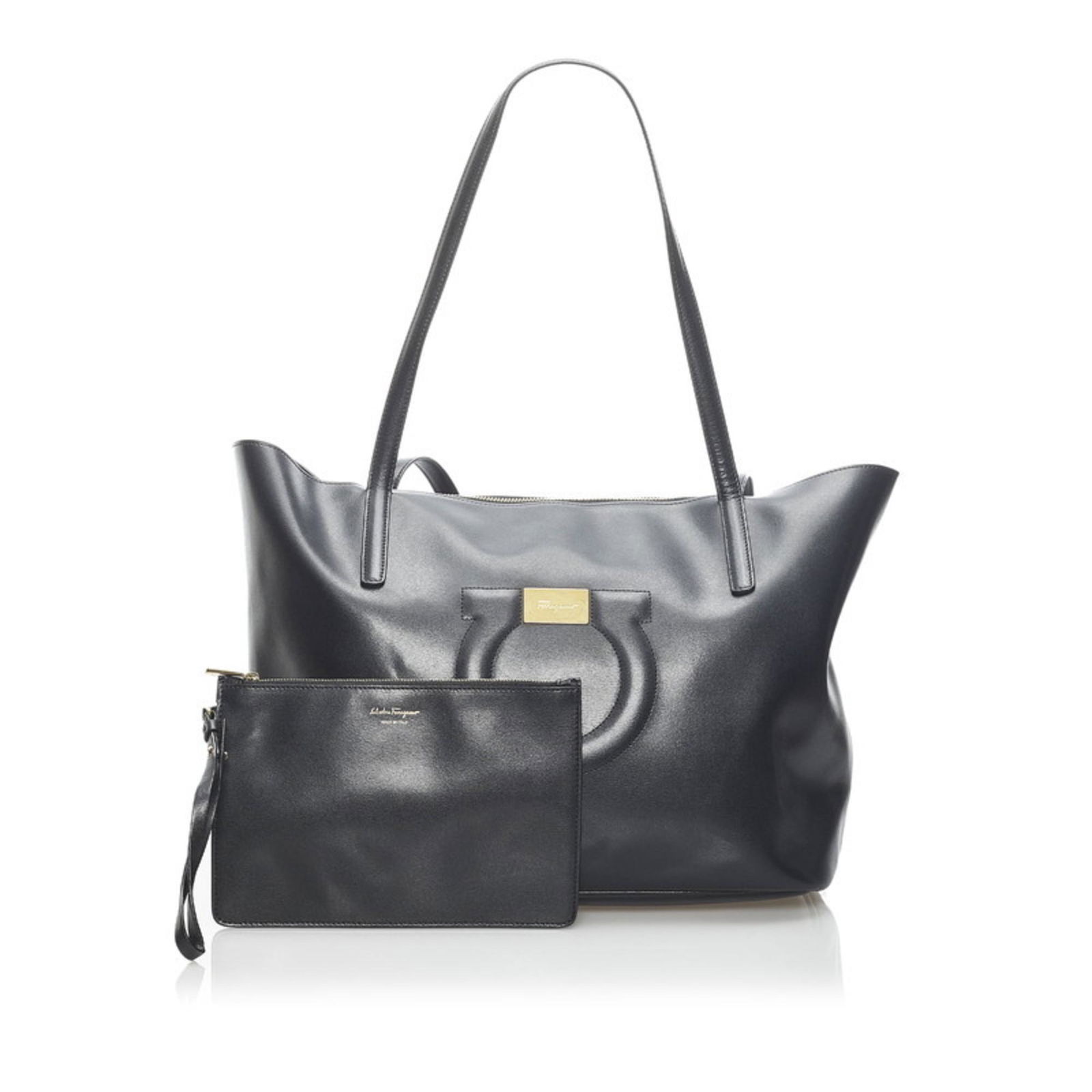 Salvatore Ferragamo Gancini Tote Bag GU-21 H019 Black Leather Ladies: Salvatore Ferragamo Gancini Tote Bag GU-21 H019 Black Leather Ladies Brand: Salvatore Ferragamo Line: Gancini Type: Tote bag Material: Leather Leather: Color: Black Closure: Zipper Gender: Women Size