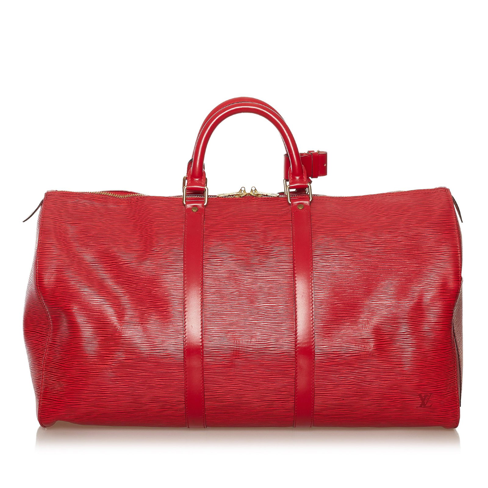 Louis Vuitton Epi Keepall 50: Louis Vuitton Epi Keepall 50 The Keepall 50 features an epi leather body rolled handles and a top zip closure. Brand: Louis Vuitton Model: Epi Keepall 50 Origin: France Category: Bags Color: Red Style