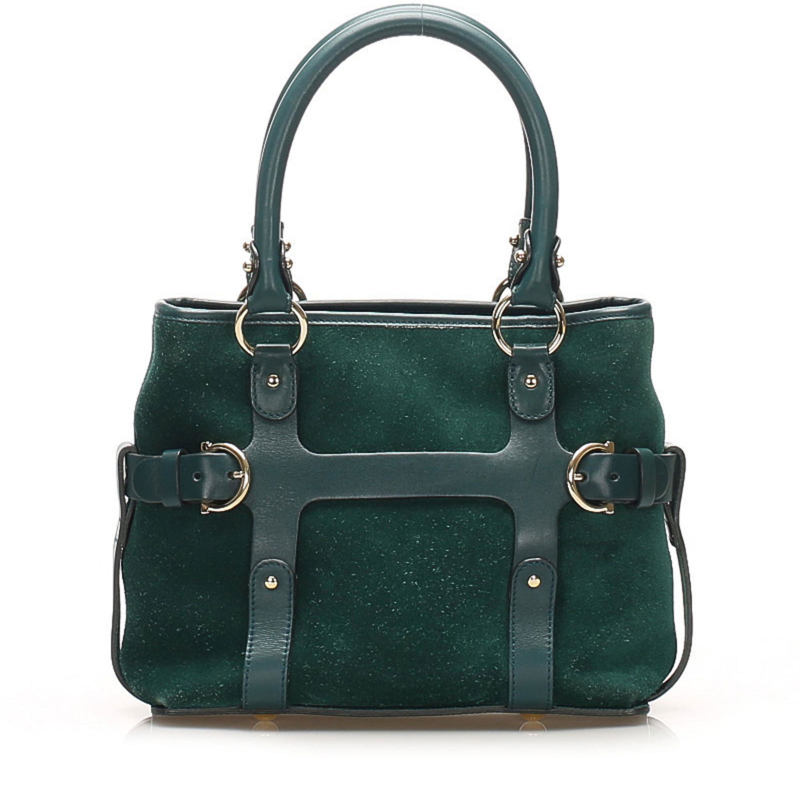 Salvatore Ferragamo Green Suede Leather Handbag Ladies: Salvatore Ferragamo Green Suede Leather Handbag Ladies Brand: Salvatore Ferragamo Type: Handbag Shoulder bag Material: Suede Leather Suede: Leather: Color: Green Closure: Zipper Gender: Women Size (Hx
