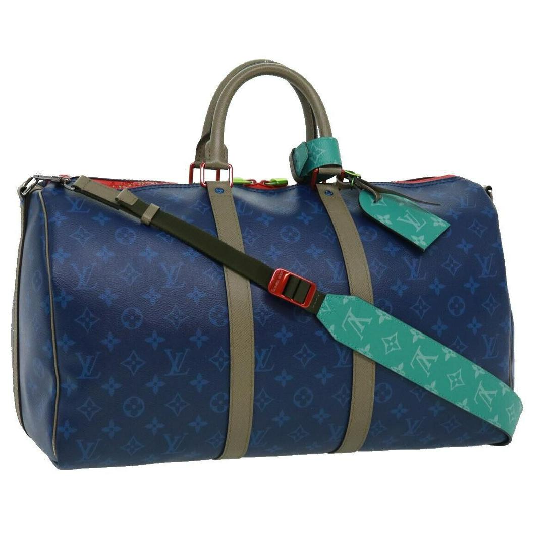LOUIS VUITTON monogrampacific Keepall Bandouliere45 BostonBag Blue M43855: LOUIS VUITTON monogrampacific Keepall Bandouliere45 BostonBag Blue M43855 Brand: LOUIS VUITTON Style: Boston Bag Material: Monogram Canvas Exterior Color: Blue Bag Height: 10.6inch(Approx) / 27cm(Appr