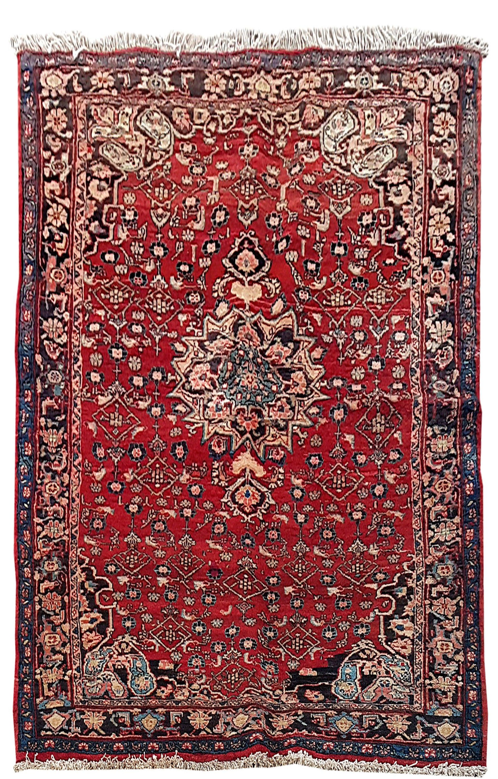 4' x 7' Red Persian Bijar Rug 80212: 4' x 7' Red Persian Bijar Rug 80212 Size in Feet: Width: 4 x Length: 7 Size in Inches: Width:48 in x Length: 84 in Colors: Red Green Weave: 100% Handmade Pile: 3/8 Wool Style: Bijar Origin: Iran Condi