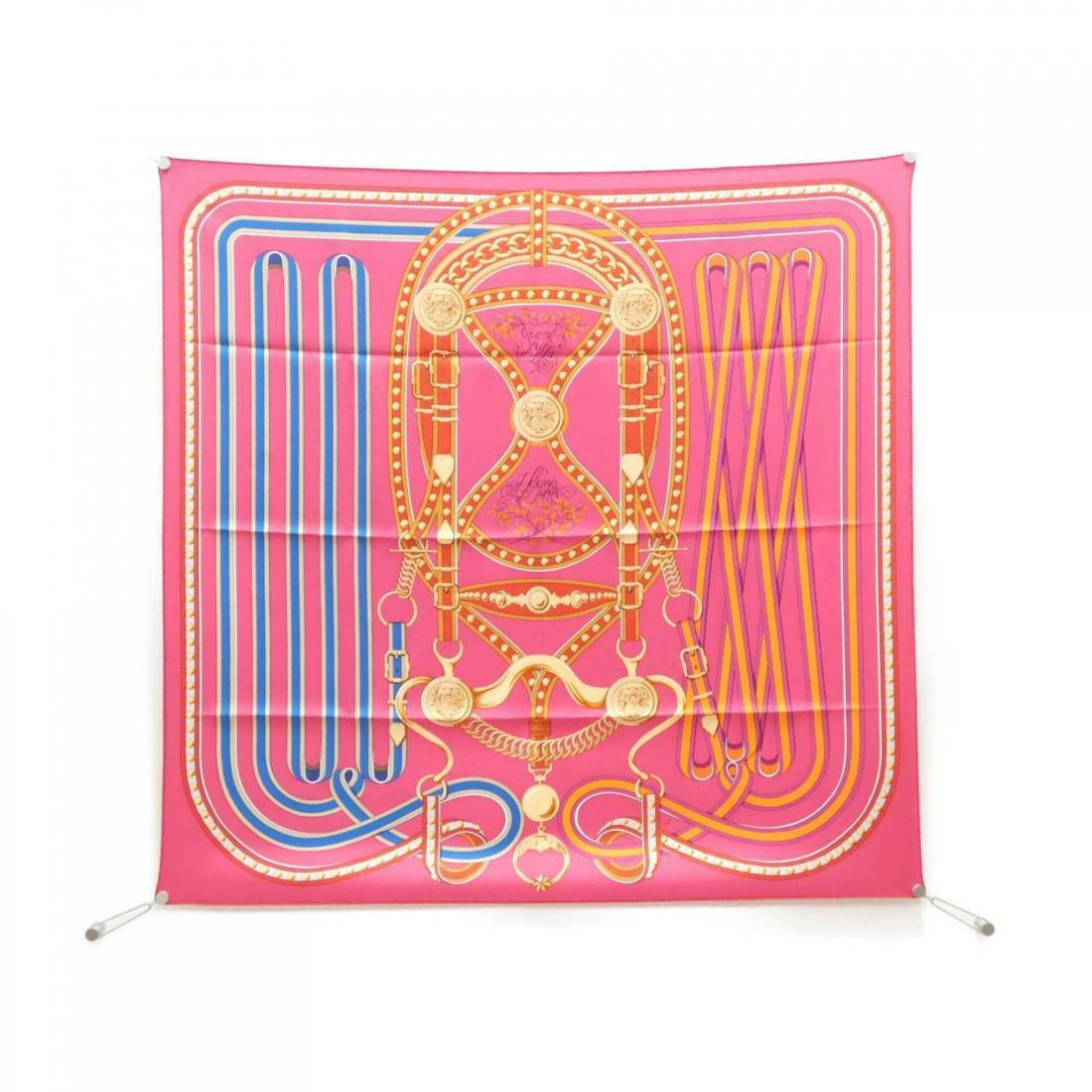 HERMES GRAND TRALALA Carre 003778S Scarf: HERMES GRAND TRALALA Carre 003778S Scarf Brand: HERMES Style: Scarf Color: ROSE VIF+BLEU+ORANGE Material: silk "Gender: Ladies" Size: W x H 90cmx90cm Type: Scarf A: Excellent The BIDHAUS Guarantee: Al