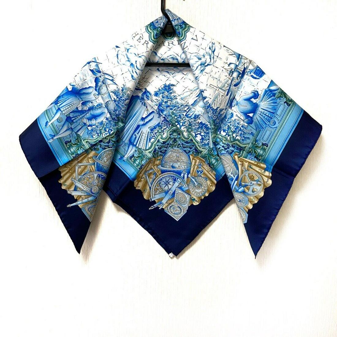 HERMES Carre 90 - Light Blue Navy Multi Scarf: HERMES Carre 90 - Light Blue Navy Multi Scarf Brand: HERMES Style: Scarf Color: Light Blue Navy Multi Product Name: Carre 90 Accessories: Case Type: Scarf B: Reasonable Wear and Tear The BIDHAUS Guara