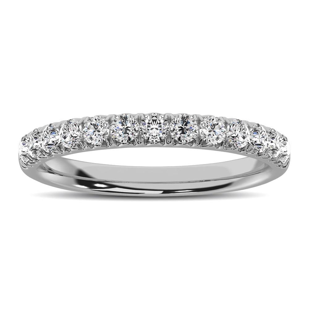 10K White Gold 1/2 Ctw Annivesary Band: 10K White Gold 1/2 Ctw Annivesary Band This romantic Anniversary band represents an eternity of love. This polished band of precious 10K white gold is set with glittering diamonds totalling 1/2 ct. in