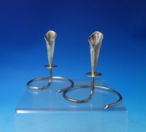 JC Boardmann Silver Co Danish Sterling Silver Candle Holder Pair 3" x 3": JC Boardmann Silver Co Danish Sterling Silver Candle Holder Pair 3" x 3" (#5892) Jc boardmann silver costylish jc boardmann silver co modernism sterling silver candle holder pair, circa 1960. The cand