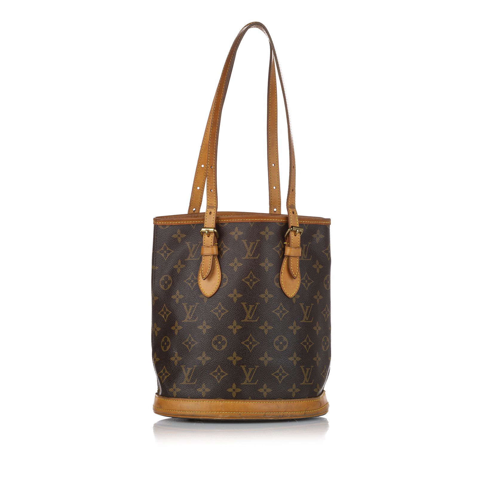 Louis Vuitton Monogram Petit Bucket: Louis Vuitton Monogram Petit Bucket The Petit Bucket features a monogram canvas body adjustable flat leather straps an open top and interior zip and slip pockets. Brand: Louis Vuitton Model: Monogram