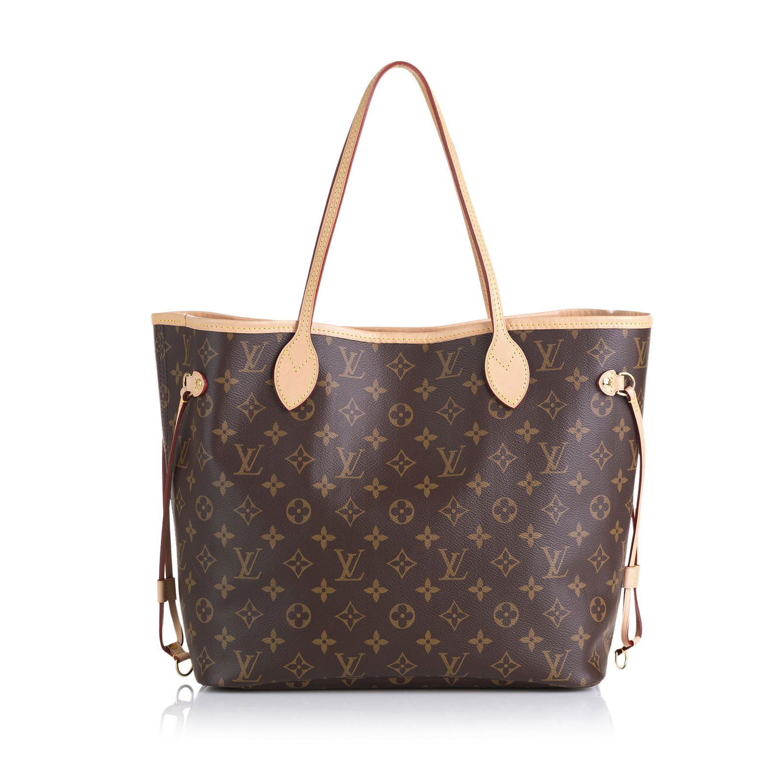 Louis Vuitton Monogram Neverfull MM: Louis Vuitton Monogram Neverfull MM The Neverfull MM features a monogram canvas body flat vachetta leather handles an open top with lobster claw clasp closure and an interior zip pocket. Brand: Louis