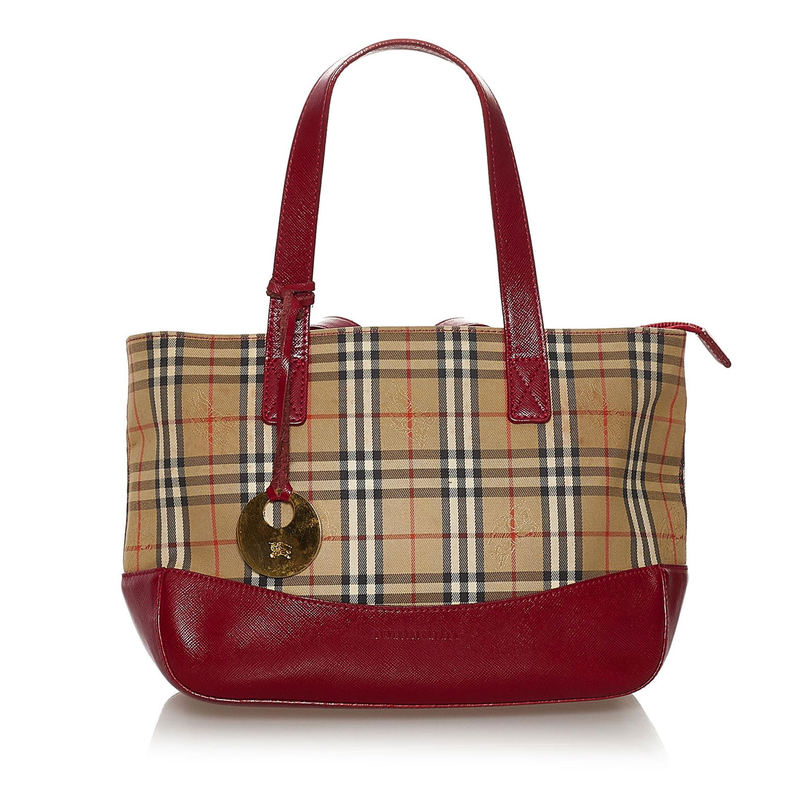 Burberry Haymarket Check Canvas Handbag: Burberry Haymarket Check Canvas Handbag This handbag features a canvas body with leather trim flat leather straps a top zip closure and interior zip and slip pockets. Brand: Burberry Model: Haymarket