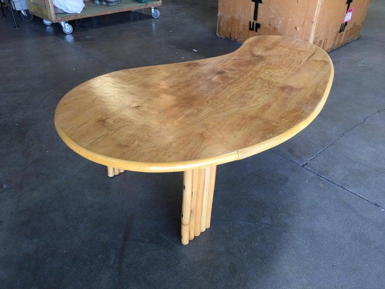 Biomorphic Rattan Coffee Table with Wood Top: Biomorphic Rattan Coffee Table with Wood Top Creator: Paul Frankl (Designer) Dimensions: Height: 15 in (38.1 cm) Dimensions: Width: 26 in (66.04 cm) Dimensions: Depth: 48 in (121.92 cm) Style: Mid-Cen