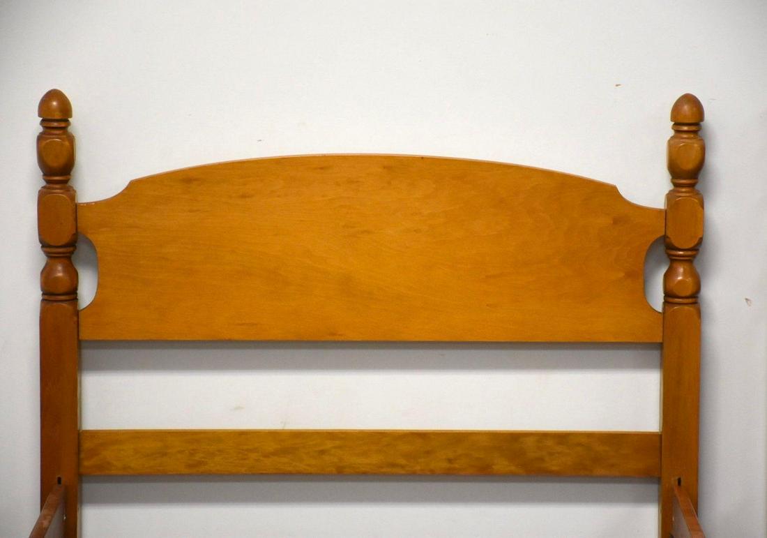 Solid Maple Traditional Twin Beds- a Pair: Solid Maple Traditional Twin Beds- a Pair A pair of vintage solid maple twin beds. Set includes two headboards two footboards side rails and slats. Footboards are 27.75" tall. 41.25" wide. 80.5" deep.