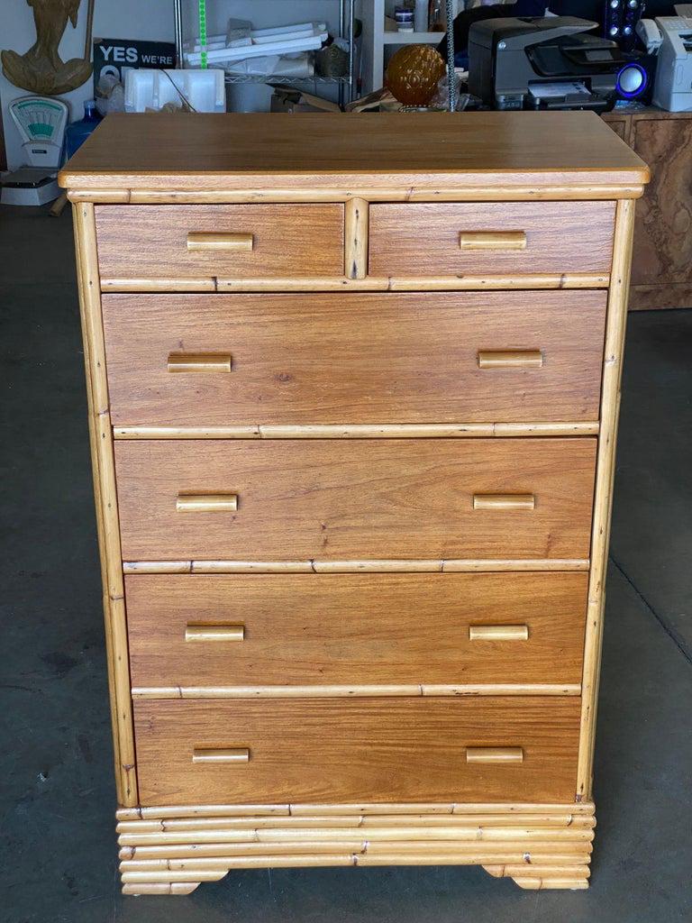 Stacked Rattan Highboy Dresser With Mahogany Top By Kane Kraft