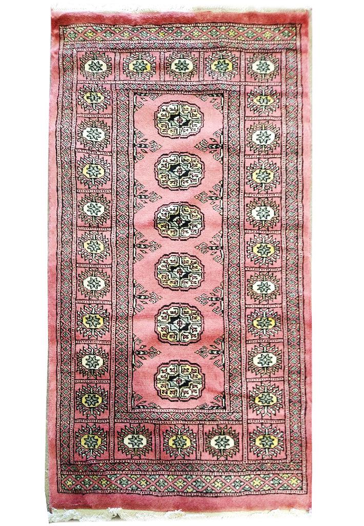 3' x 4' PINK Bokhara Rug Hand-knotted Pakistan #5260: 3' x 4' PINK Bokhara Rug Hand-knotted Pakistan #5260 Size in Feet: Width: 2.6 x Length: 4 Size in Inches: Width: 31 in x Length: 48 in Rug Type: Area Rug Colors: Pink Brown black ivory Weave: Hand-kno