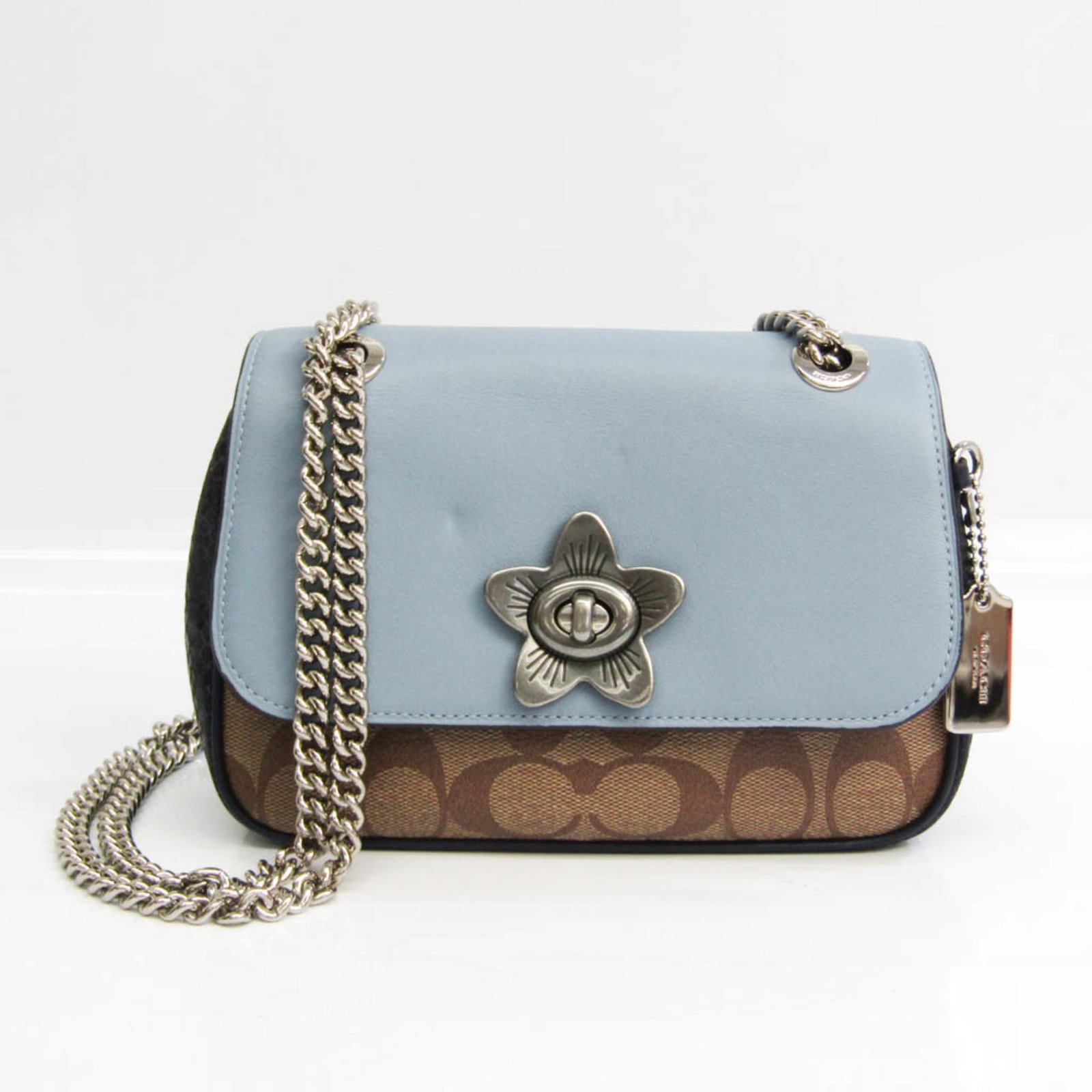 Coach Signature Mini Candy Exotic Floral Turn Lock F72624 Women's Leather Coated Canvas Shoulder Bag: Coach Signature Mini Candy Exotic Floral Turn Lock F72624 Women's Leather Coated Canvas Shoulder Bag Beige Blue Brown Navy Brand: Coach Line: Signature Model: Mini Candy Exotic Floral Turn Lock F72624