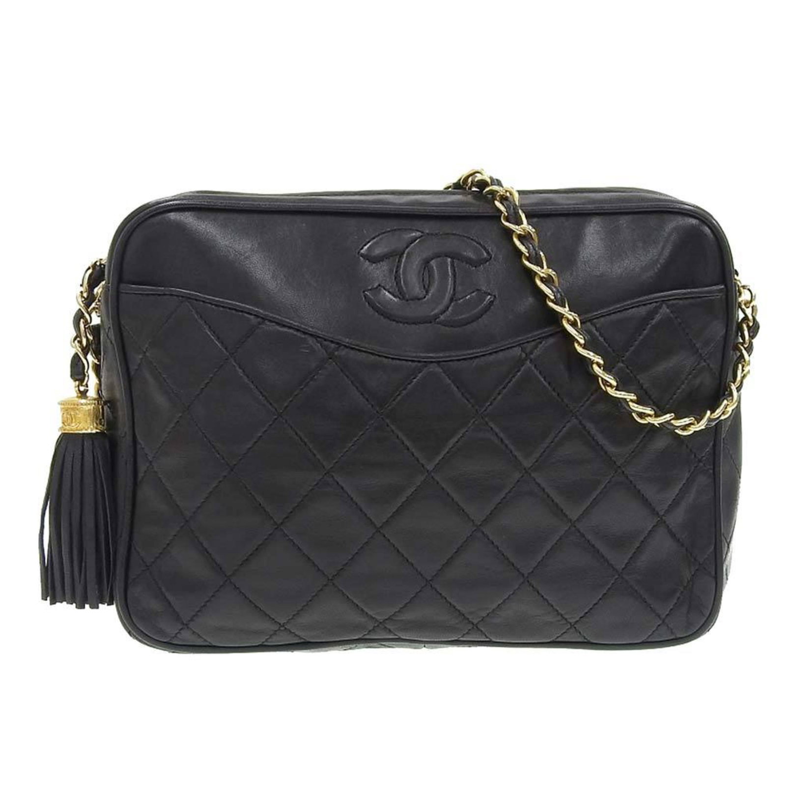 Chanel CHANEL here mark chain shoulder bag black: Chanel CHANEL here mark chain shoulder bag black Brand: Chanel Type: Shoulder bag Material: Leather Leather: Color: Black Closure: Zipper Gender: Women Size (HxWxD): 16.5cm x 22.5cm x 6.5cm / 6.49 x 8