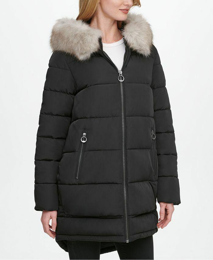 DKNY Faux-Fur-Trim Hooded Black Puffer Coat B5019 Woman's Size XL: DKNY Faux-Fur-Trim Hooded Black Puffer Coat B5019 Woman's Size XL Size: XL Accents: Fur Trim Style: Puffer Jacket Outer Shell Material: Polyester Type: Coat Features: Hooded Color: Black Brand: DKNY I