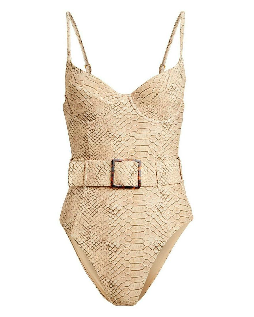 We Wore What Danielle Snake Print One-Piece Swimsuit Size Medium 12622: We Wore What Danielle Snake Print One-Piece Swimsuit Size Medium 12622 Size: M Character: Snake Swim Top Style: Bandeau Material: Nylon Theme: Snake Pattern: Snake Type: One Piece Features: Adjustable
