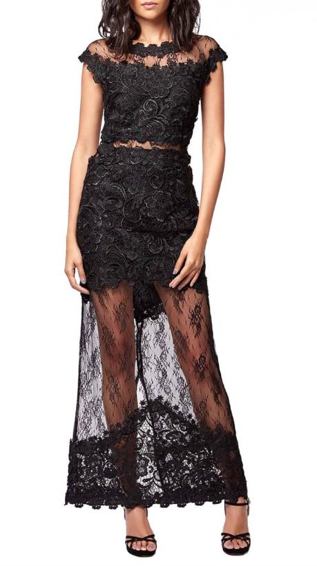 Topshop Womens Black Illusion Lace Maxi Dress Sz 10 US 14 UK L86401 (1 of 3)