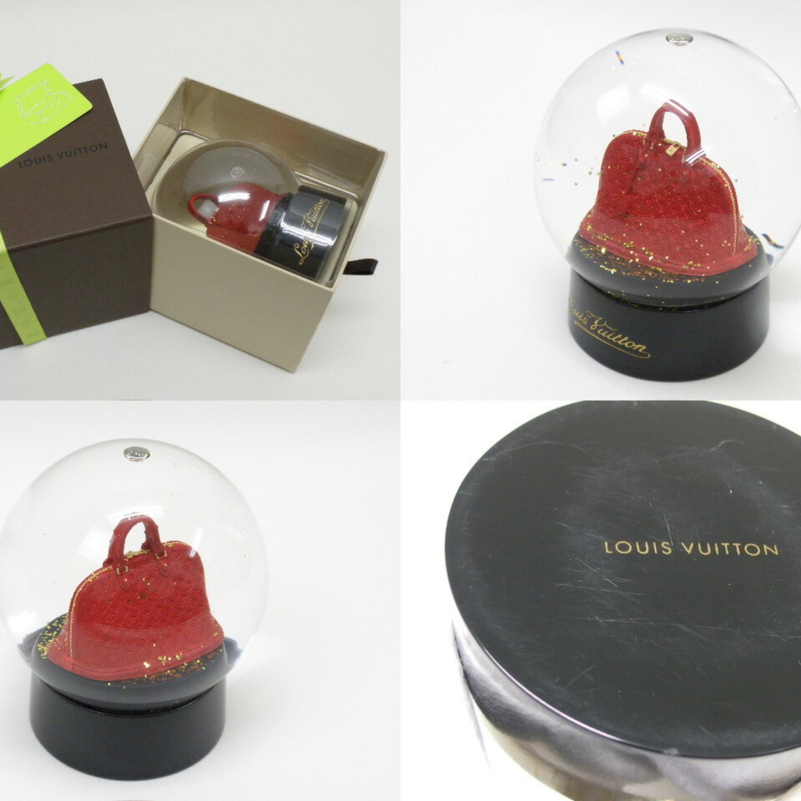 Louis Vuitton Alma Motif Snow Globe: Louis Vuitton Alma Motif Snow Globe Brand: Louis Vuitton Model: Snow globe Type: Figurine Size (HxWxD): 120.00mm x 105.00mm x 105.00mm / 4.72 x 4.13 x 4.13 Condition: Opened (never used) Overall: Chip