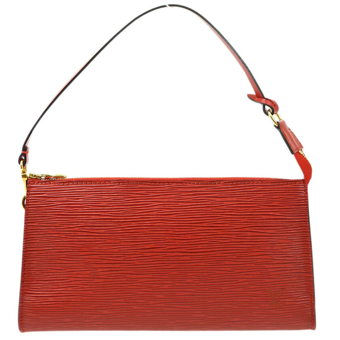 LOUIS VUITTON POCHETTE ACCESSOIRES POUCH HAND BAG AR0020 RED EPI M52947: LOUIS VUITTON POCHETTE ACCESSOIRES POUCH HAND BAG AR0020 RED EPI M52947 Size: Medium Accents: Logo Model: Hand Bag Style: Hand Bag Handle Style: Top Handle Bag Height: 5.1 Product Line: POCHETTE ACCES