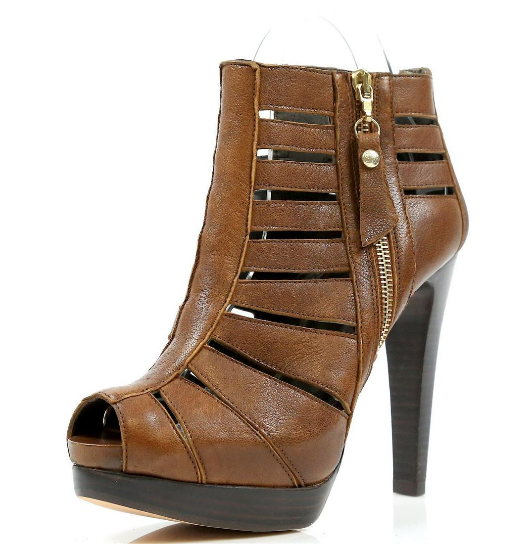 Stuart Weitzman Fetish Walnut Brown Leather Ankle Bootie N4633 Size 9.5 M: Stuart Weitzman Fetish Walnut Brown Leather Ankle Bootie N4633 Size 9.5 M Model: Stuart Weitzman N 4633 Shoe Shaft Style: Ankle Pattern: Solid Toe Shape: Peep Toe Closure: Zip Us Shoe Size: 9.5 Color: