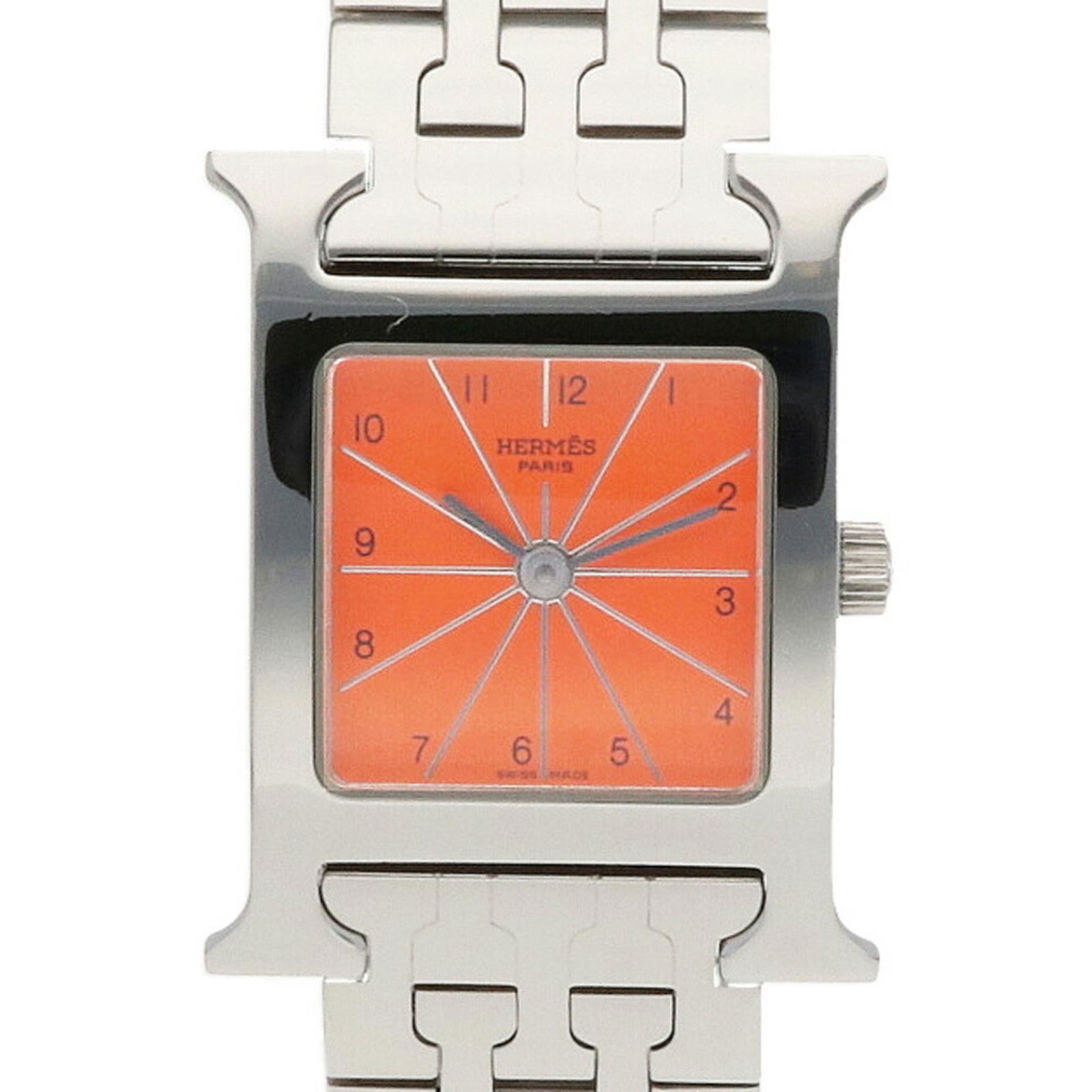 Hermes HERMES H Watch SS HH1.210 Ladies: Hermes HERMES H Watch SS HH1.210 Ladies Brand: Hermes Line: Heure H Gender: Women Display: Analog Material (Case): Stainless steel Material (Band): Stainless steel Color: Orange Silver Color (Dial): O