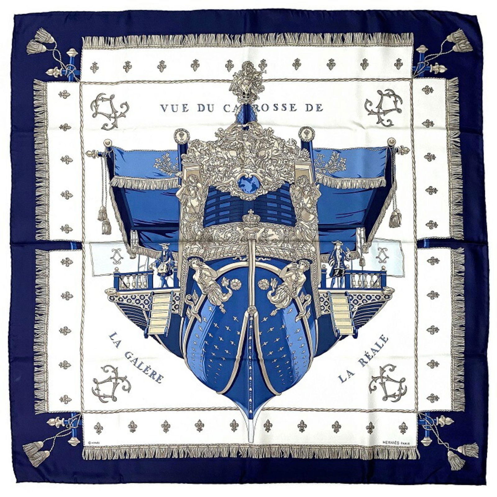 Hermes Scarf Muffler Carre 90 White Navy Silver Clean Coronation Silk 100% HERMES VUE DU CAROSSE DE: Hermes Scarf Muffler Carre 90 White Navy Silver Clean Coronation Silk 100% HERMES VUE DU CAROSSE DE Ship Battleship Women's Brand: Hermes Type: Scarf Gender: Women Color: Navy Silver White Material: S