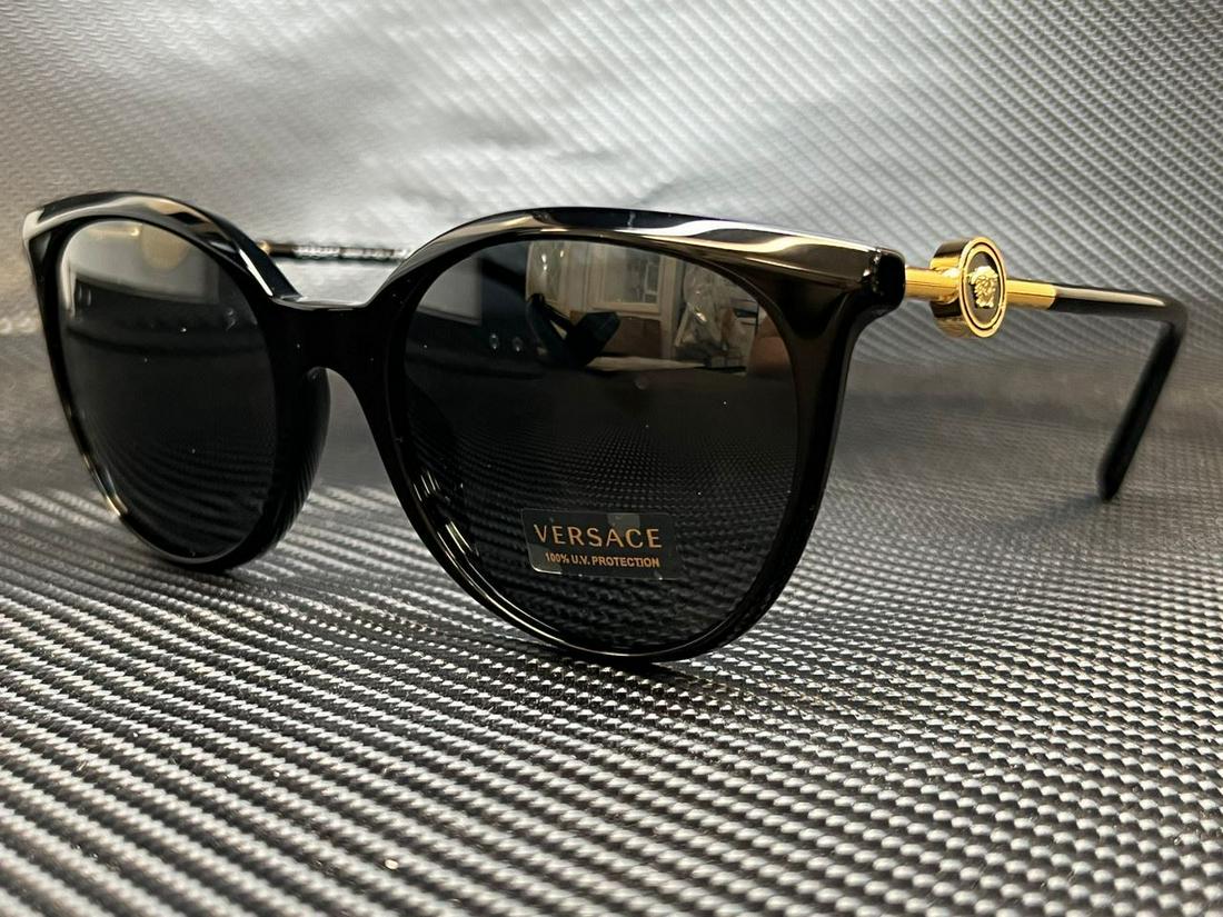 VERSACE VE4404F GB1 87 Black Cat Eye Women's 55 mm Sunglasses: VERSACE VE4404F GB1 87 Black Cat Eye Women's 55 mm Sunglasses Pattern: Solid Lens Technology: Standard Vintage: No Brand: Versace Frame Color: Black Type: Sunglasses Lens Material: Plastic Polycarbona