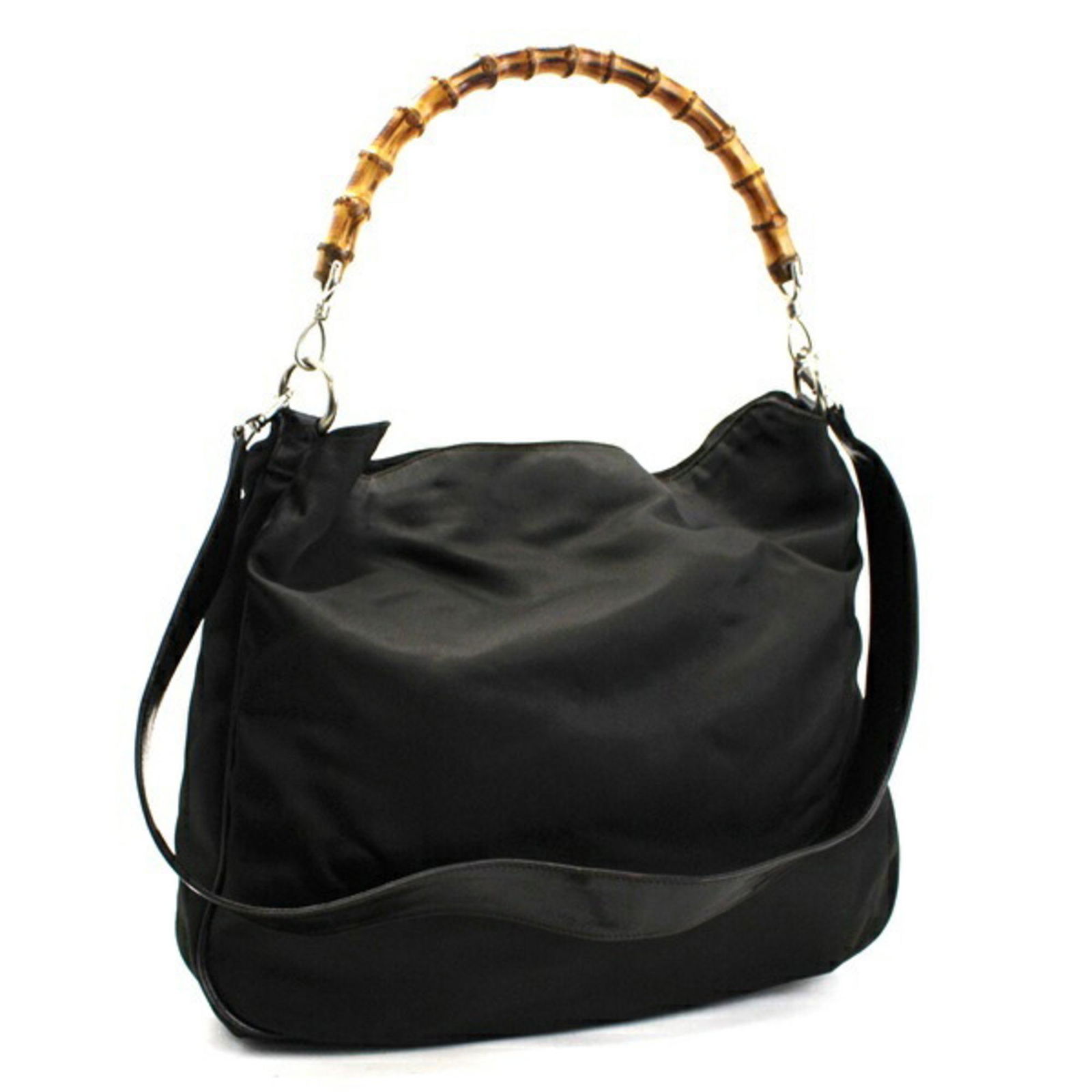 Gucci Bamboo 2WAY Handbag Shoulder Bag Nylon x Leather Dark Brown 001 1998 1577 GUCCI Ladies: Gucci Bamboo 2WAY Handbag Shoulder Bag Nylon x Leather Dark Brown 001 1998 1577 GUCCI Ladies Brand: Gucci Type: Handbag Shoulder bag Material: Nylon Leather Bamboo Nylon: Leather: Bamboo: Color: Dark