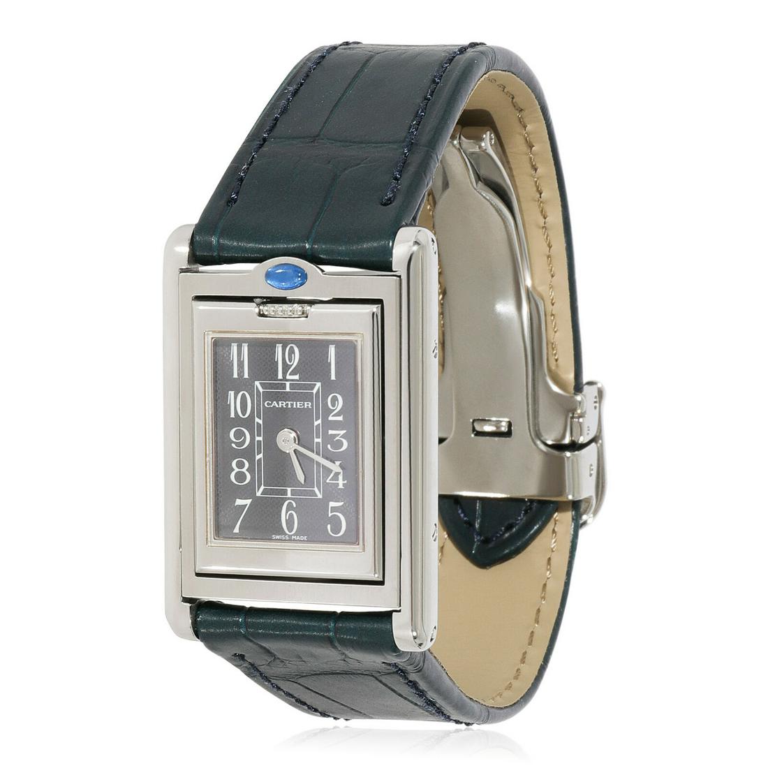Cartier Tank Basculante 2386 Women's Watch in Stainless Steel: Cartier Tank Basculante 2386 Women's Watch in Stainless Steel Case Height (Mm): 5 Bezel Type: Smooth Case Size: 22 Crystal: Sapphire Clasp/Buckle Type: Deployant Band Length (Inches): 6.25 Indices: Ar