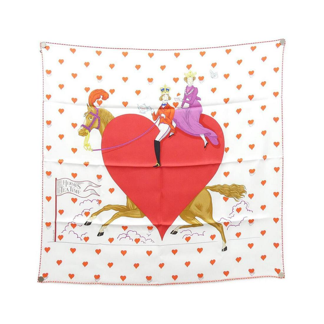 HERMES TEA TIME Carre 983782S Scarf: HERMES TEA TIME Carre 983782S Scarf Brand: HERMES Style: Scarf Color: WHITE+FRAMBOISE Material: silk "Gender: Ladies" Size: W x H 70cmx70cm Type: Scarf A: Excellent PLEASE NOTE: Framed Large or heavy