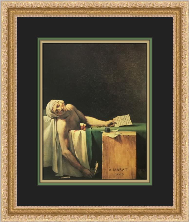 Jacques-Louis David Death of Marat Custom Framed Print: Jacques-Louis David Death of Marat Custom Framed Print Size: Medium Region Of Origin: United States Artist: Jacques-Louis David Production Technique: Offset Lithograph Framing: Matted & Framed Style: 