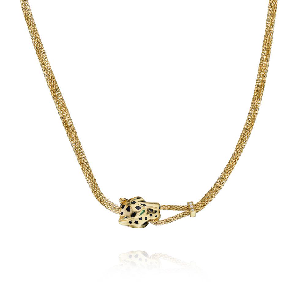 Cartier 18K Yellow Gold Panthere Head Collar Necklace: Cartier 18K Yellow Gold Panthere Head Collar Necklace Type: Necklaces Metal: 18K Yellow Gold Grams: 54.1 Measurements: Chain: 38cm Panthere Head: 27mm Condition: Excellent. Signed By: Cartier Brand: C