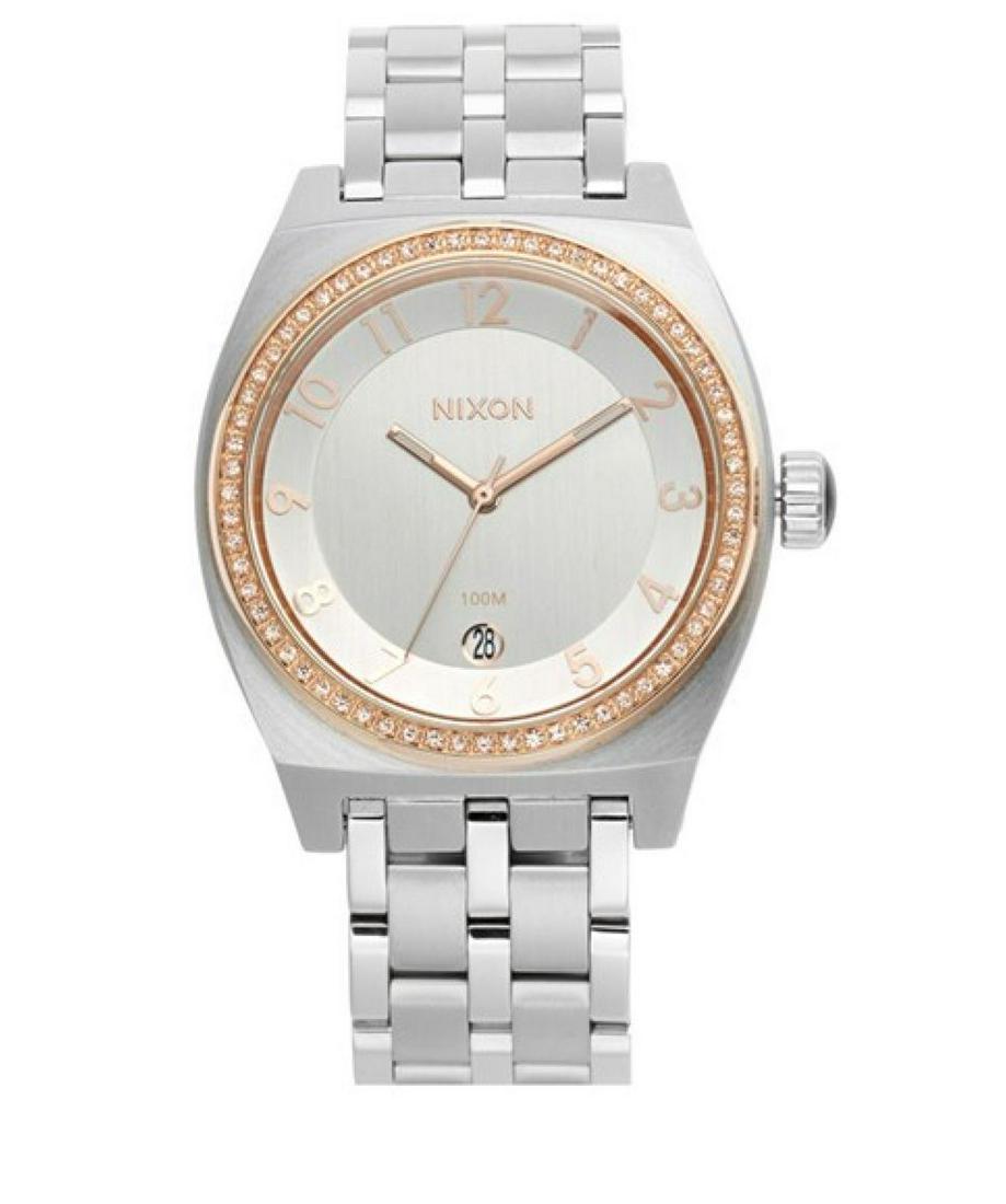 Nixon The Crystal Monopoly Bracelet Watch 40mm Silver/ Rose Gold 2904: Nixon The Crystal Monopoly Bracelet Watch 40mm Silver/ Rose Gold 2904 Model: Monopoly Watch Shape: Round Style: Dress/Formal Case Color: Silver Retail Price: 250 Material: Stainless Steel Band Case Ma