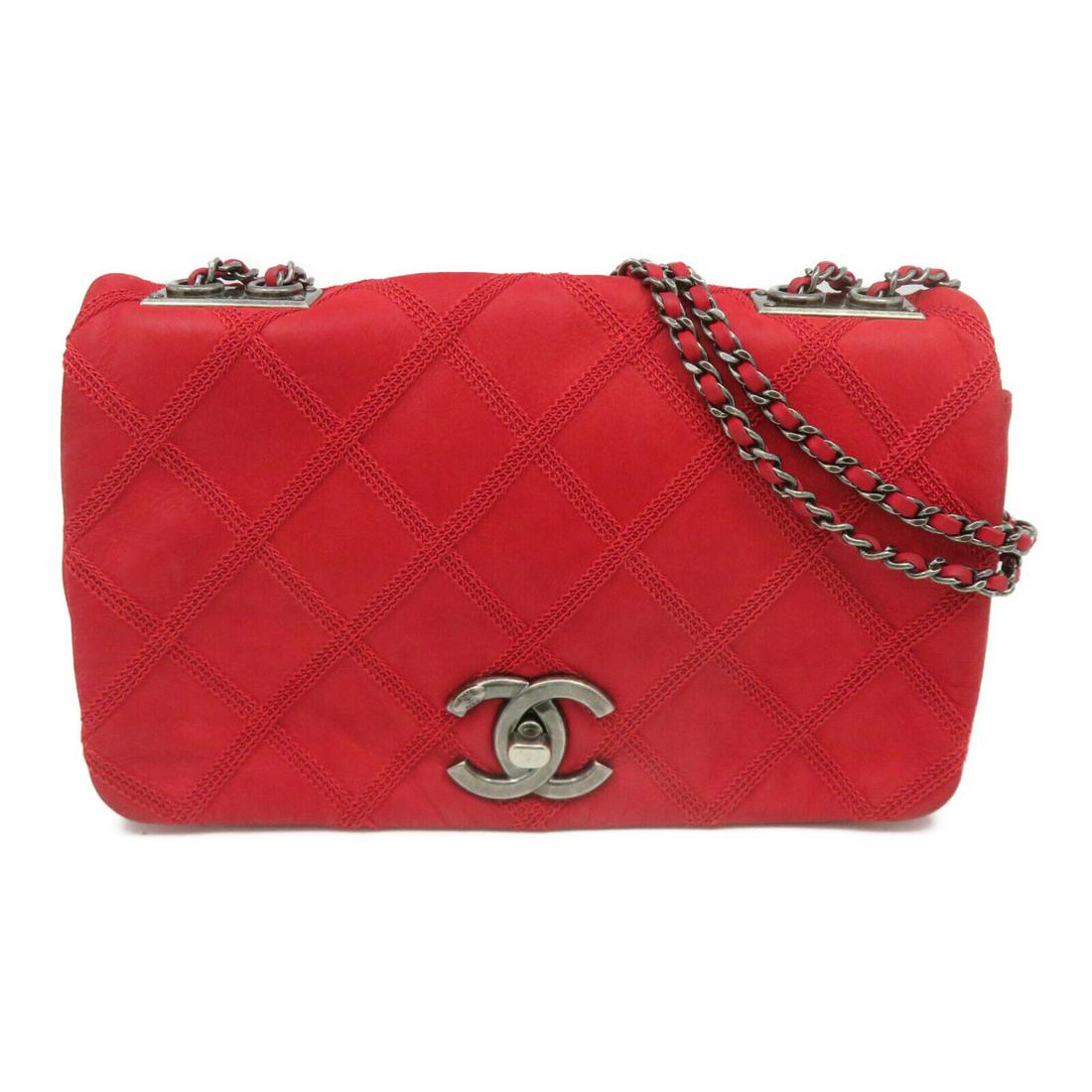Chanel Quilted CC SHW Chain Shoulder Bag Coating Leather Red: Chanel Quilted CC SHW Chain Shoulder Bag Coating Leather Red Brand: CHANEL Style: Shoulder Bag Exterior Material: Other Exterior Color: Red Bag Height: 5.5 Bag Depth: 2.0 Bag Length: 9.8 Size Type: Re