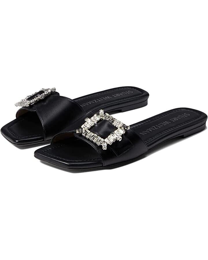 Stuart Weitzman N6606 Womens Black Shine Buckle Slide Sandal Size 8.5: Stuart Weitzman N6606 Womens Black Shine Buckle Slide Sandal Size 8.5 Brand: Stuart Weitzman Pattern: Solid Type: Sandal Closure: Slip On Us Shoe Size: 8.5 Color: Black Heel Style: Flat Model: Stuart