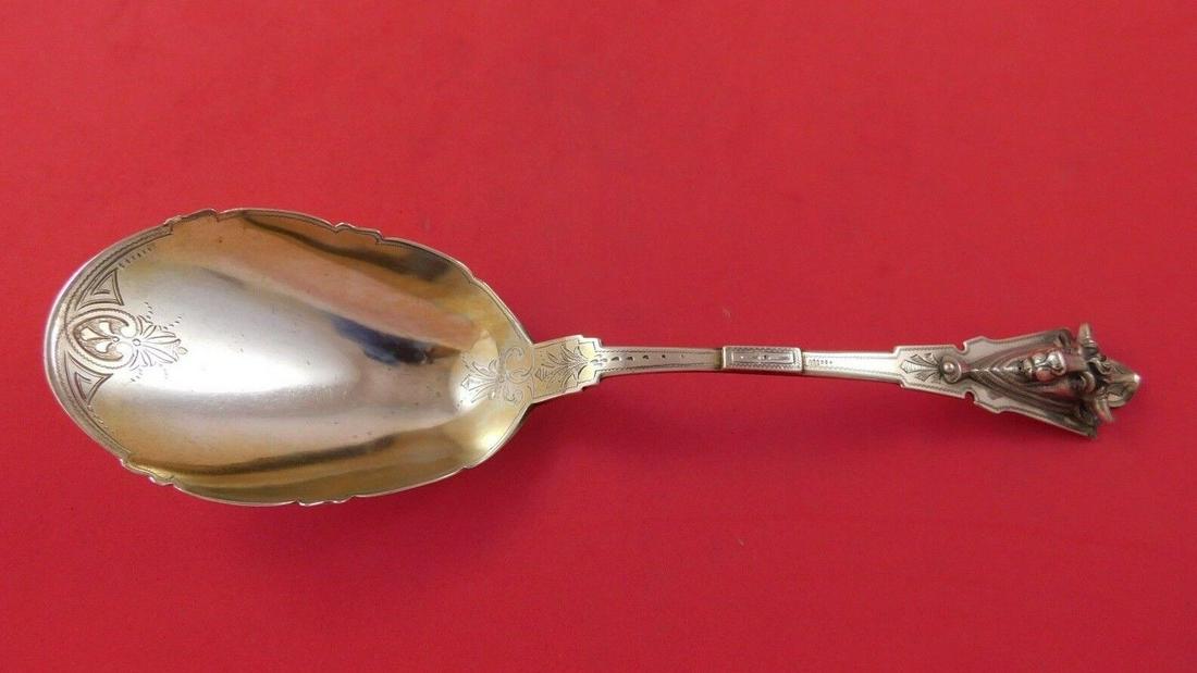 Bull by George Sharp Sterling Silver Cracker Scoop GW Bright Cut Scalloped 10": Bull by George Sharp Sterling Silver Cracker Scoop GW Bright Cut Scalloped 10" Bull by george sharp3-d bull by george sharp sterling silver cracker scoop gold washed, bright-cut, scalloped, 9 7/8". It