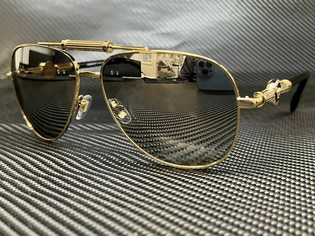 VERSACE VE2236 12526G Gold Pilot 59 mm Unisex Sunglasses: VERSACE VE2236 12526G Gold Pilot 59 mm Unisex Sunglasses Brand: Versace Frame Color: Gold Type: Sunglasses New The BIDHAUS Guarantee: All items in this auction are guaranteed to be 100% authentic. At